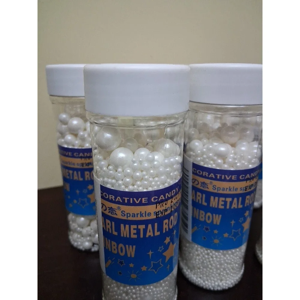 Sprinkles for Cake Decorating, White Pearl Sprinkles Sizes Mix for Cake 10 Pcs
